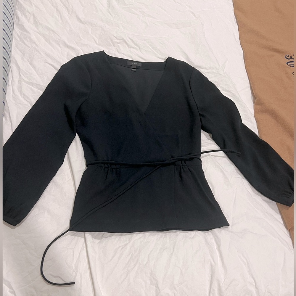 Jcrew faux wrap crepe blouse